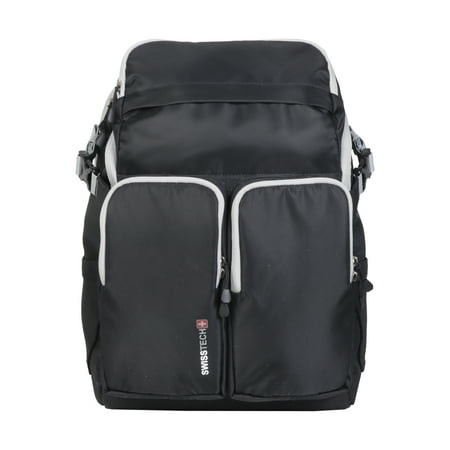 Swiss Tech Unisex 23 Liter Extreme Pocket Backpack, Black, Twill Polyester Fabric