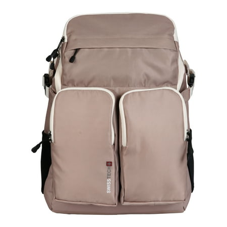 Swiss Tech Unisex 23 Liter Extreme Pocket Backpack, Taupe, Twill Polyester Fabric, All Ages
