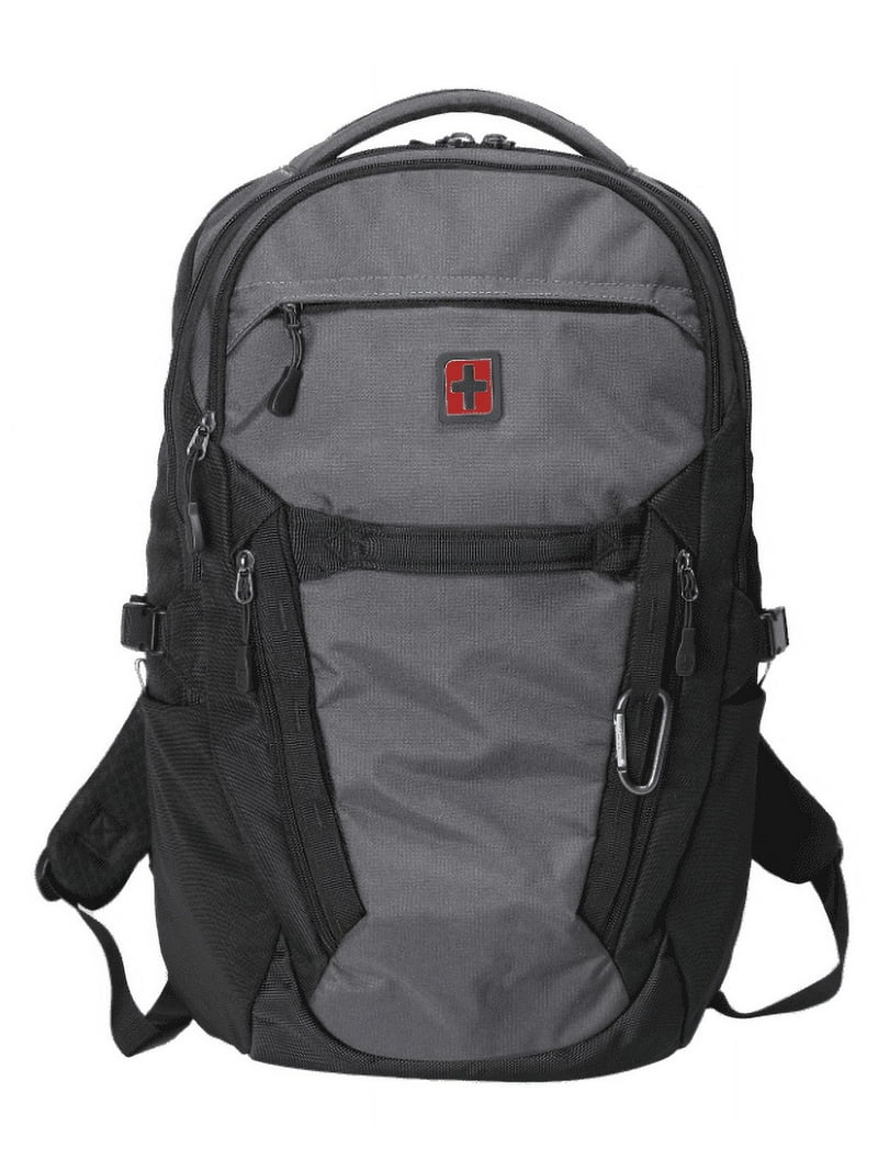 chamon13 Swiss Tech Unisex Canton Backpack- Charcoal Grey Black - Walmart.com