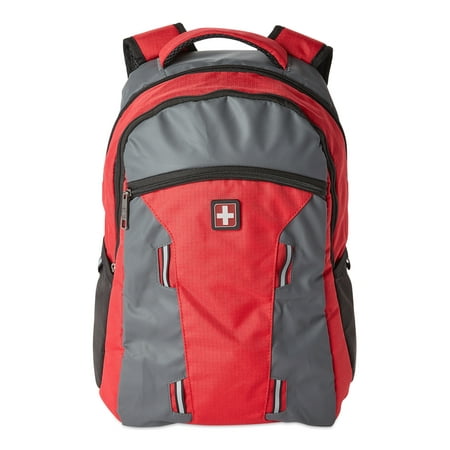 Swiss Tech Unisex Polyester Backpacks, Gray and Red