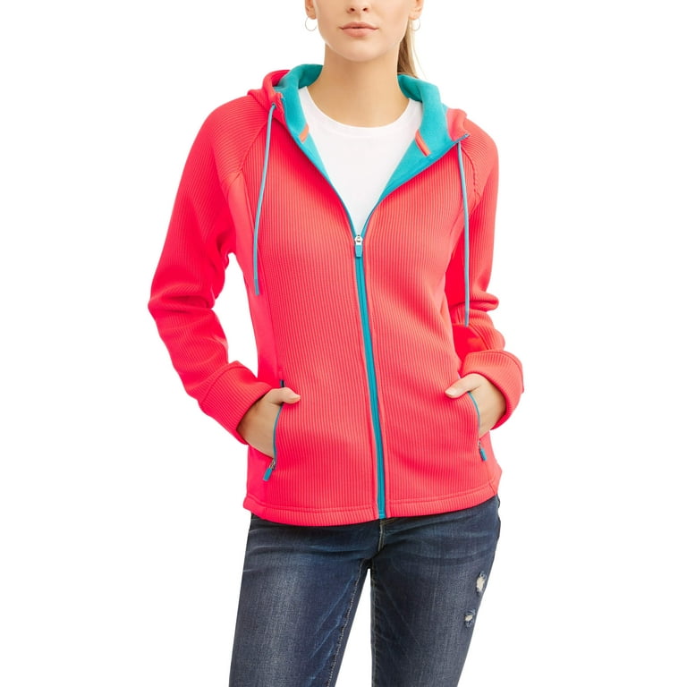 Swiss Tech Women s Waffle Knit Tech Fleece Hooded Jacket Walmart