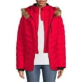 thumbnail image 1 of Swiss Tech Women's and Plus Bibbed Solarball Puffer Coat with Faux Fur Trimmed Hood, 1 of 5