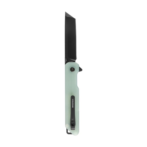 Swiss Tech Wurdig M2 Tanto Pocket Knife with 14C28N Steel Blade, G10 Handle, Jade