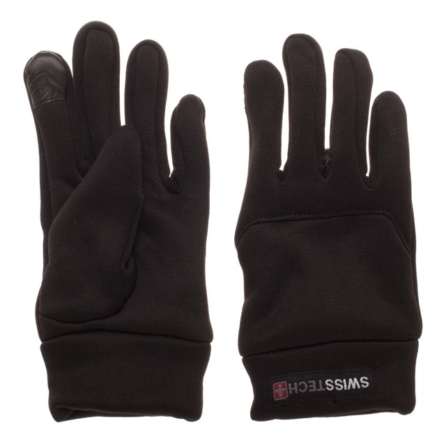 Swiss Tech Youth Black Fleece Ski Glove Liner with Texting Fingertips