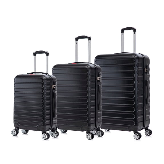 Swiss Traveller Boltarn 3 Piece Hardside Spinner Luggage Set Textured Black 20 /24 /28 inch