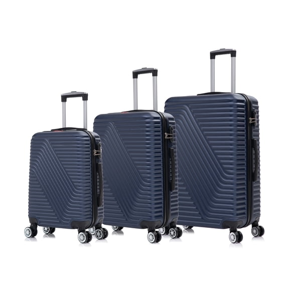 Swiss Traveller Shellar Hardside ABS Spinner Luggage 3-Piece Set, Navy Blue