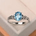 thumbnail image 1 of Swiss blue topaz ring, engagement ring, oval cut blue gemstone, sterling silver ring, 1 of 3