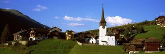 Swiss village in Rhone Valley Switzerland Canvas Art - Panoramic Images (36 x 12)