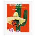 thumbnail image 1 of SwissAir to South America - Vintage Airline Travel Poster by Donald Brun c.1959 - Fine Art Rolled Canvas Print 16in x 20in, 1 of 4