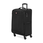 SWISSGEAR Stride Expandable Medium Checked Spinner Luggage, Black, 8-Wheel with Built-in TSA Lock
