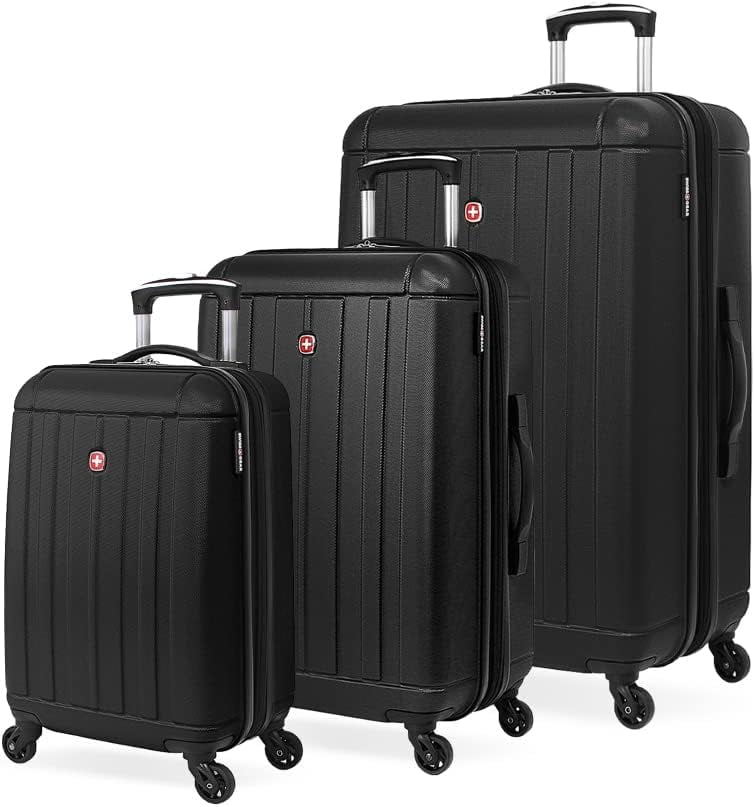 SWISSGEAR 6297 Hardside Expandable Luggage Set, Black, 18/23/27