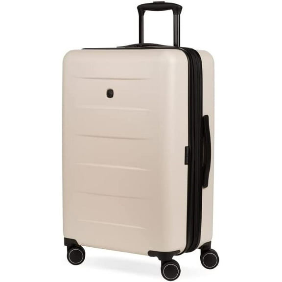 SwissGear 8020 Eclipse Hardside Expandable Luggage with Spinner Wheels, Cream, Checked-Large 27-Inch