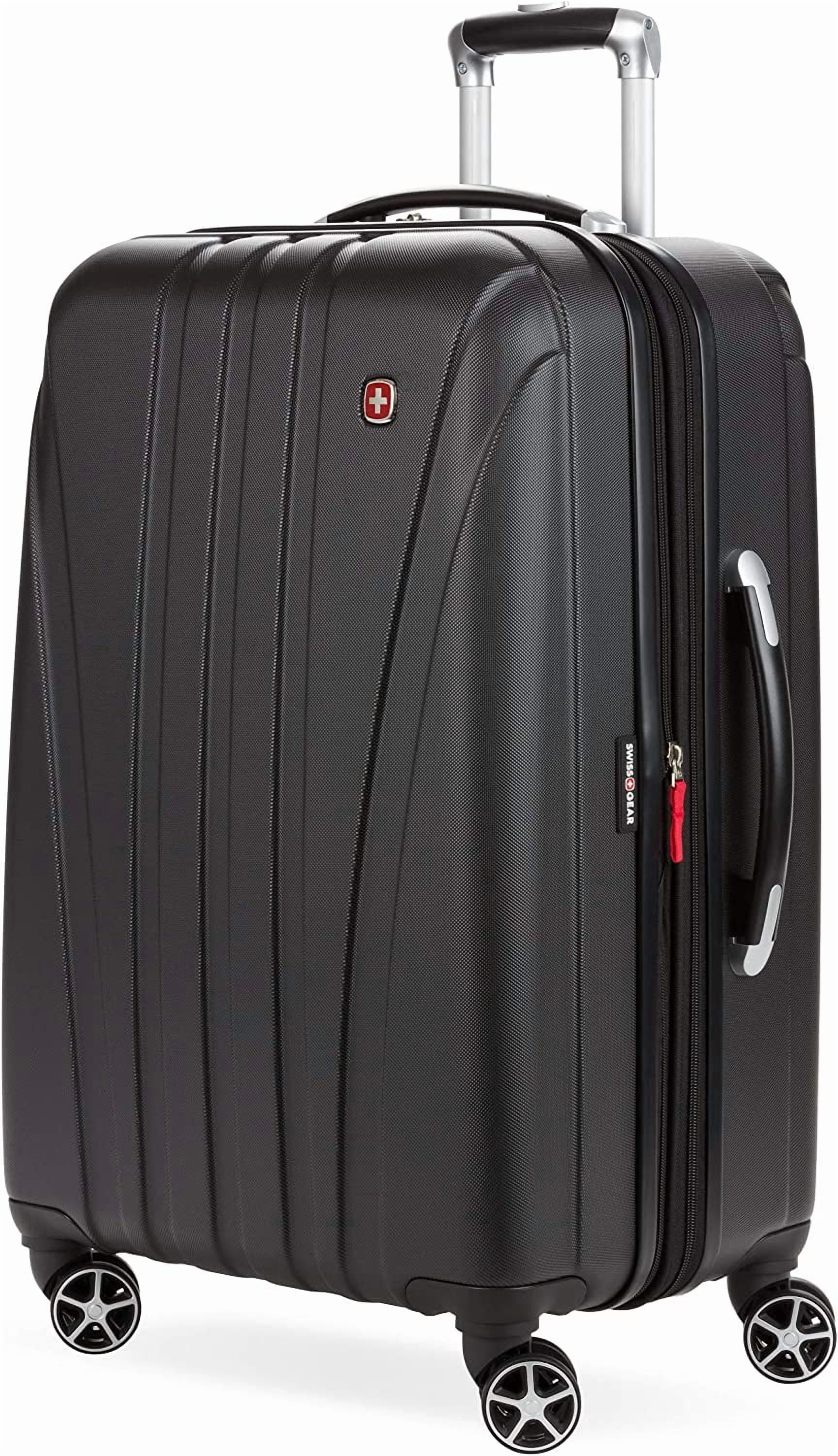 SwissGear Hardside Expandable Luggage with Spinner Wheels, Black, Checked-Medium 23-Inch