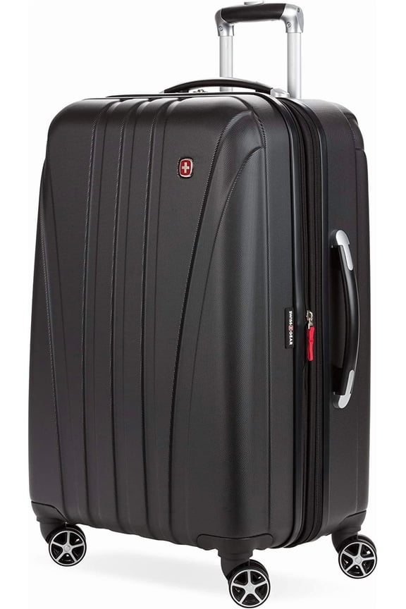 Hardside Expandable Luggage with Spinner Wheels, Black, Checked-Medium 23-Inch