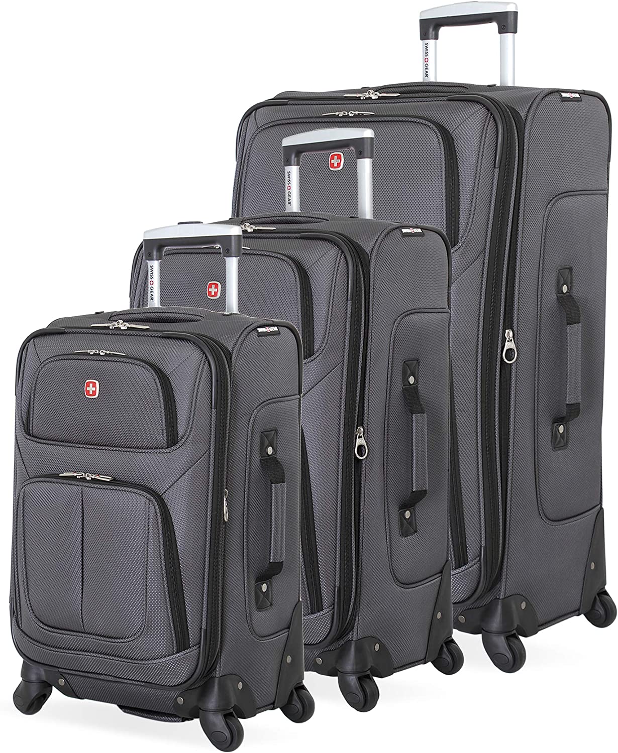 SwissGear Sion Softside Expandable Roller Luggage, Dark Grey, 3Piece