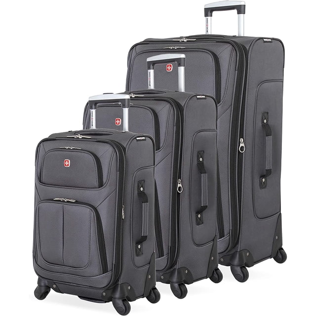 SwissGear Sion Softside Expandable Roller Luggage, Dark Grey, 3Piece