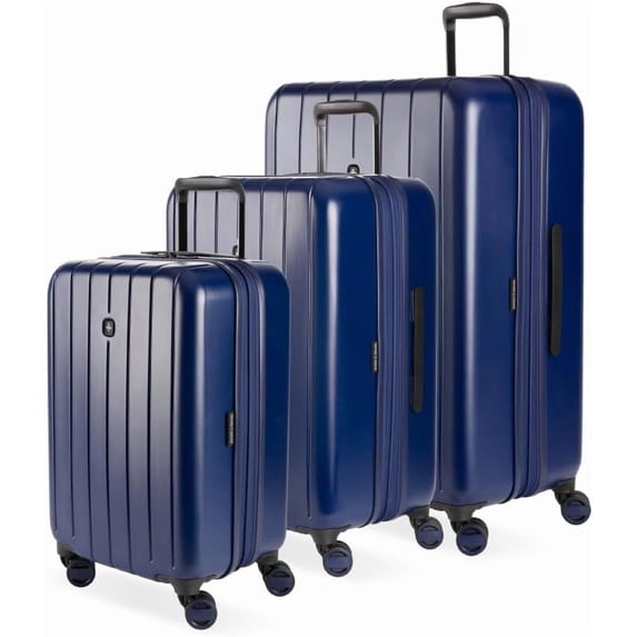 SwissGear Wanderlust Pro Lightweight Expandable Spinner, Navy, 3-Piece Set (20/24/28)