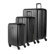 SwissGear Wanderlust Pro Lightweight Hardside Expandable Luggage Set with Spinner Wheels, Black, 3-Piece Set 20/24/28