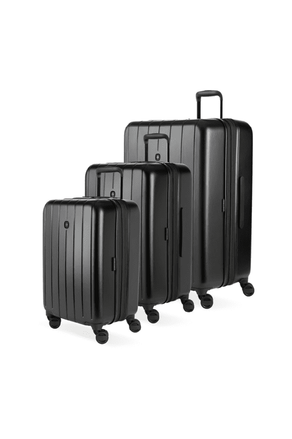 Wanderlust Pro Lightweight Hardside Expandable Luggage Set with Spinner Wheels, Black, 3-Piece Set (20/24/28)