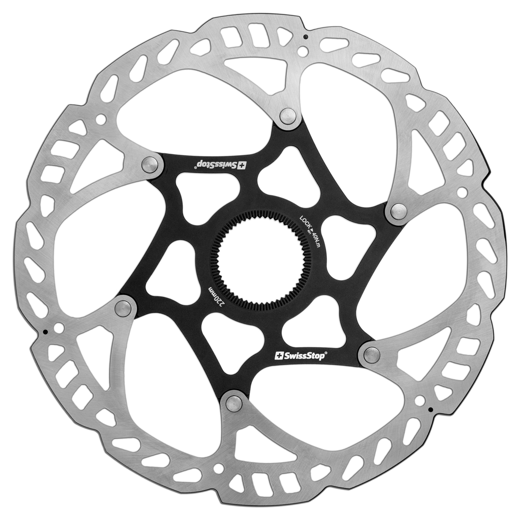 SwissStop Catalyst Pro Disc Rotor - 220mm, CenterLock, Silver/Black ...