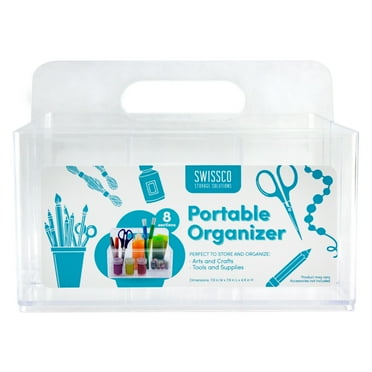 Swissco Portable Storage Caddy Organizer Caddy for Arts and Crafts, School Supplies, 8 Sections, Clear
