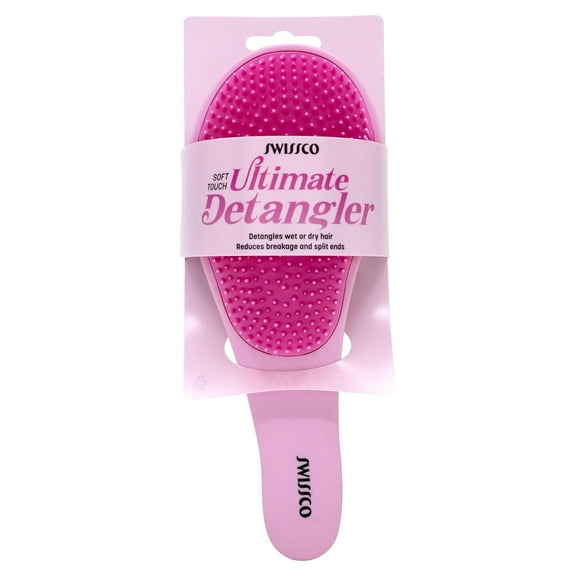 Swissco Soft Touch Ultimate Detangler Colorblock Hair Brush for Natural, Curly, Wet or Dry Hair (Ballet Bubblegum Pink Colorblock)