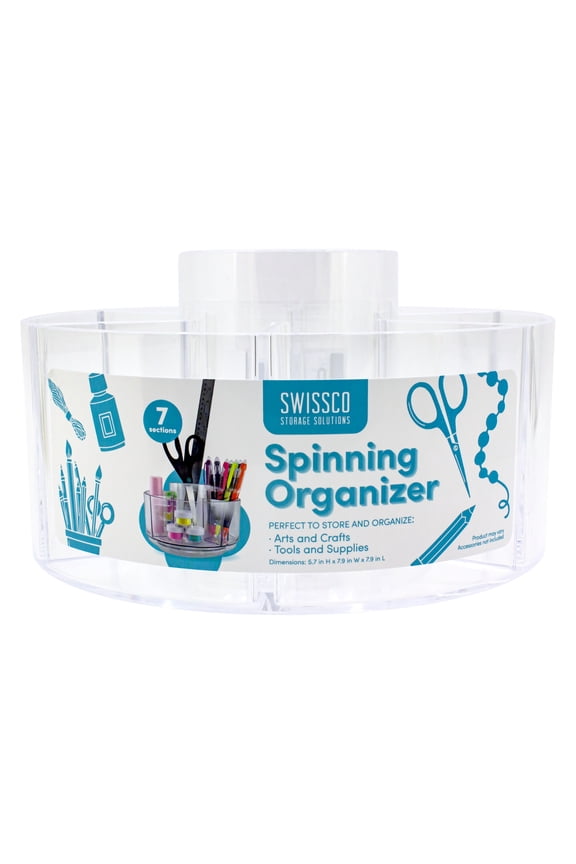 Spinning Arts and Crafts Storage Caddy Organizer, Rotating, Clear, 7 Sections