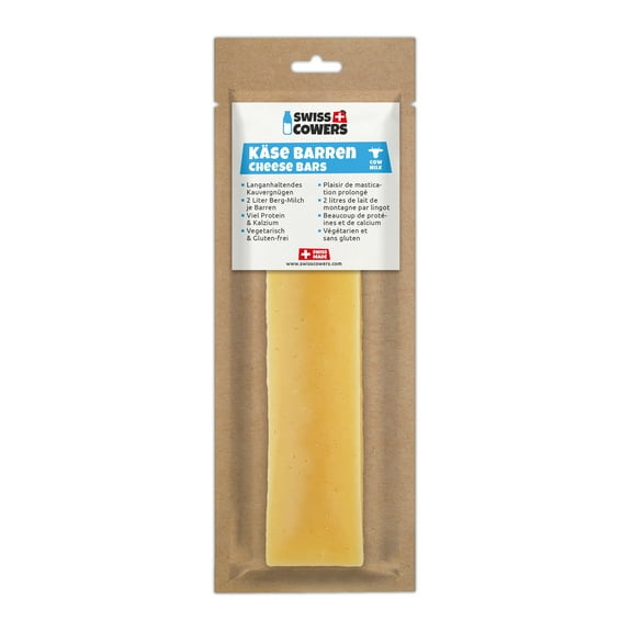 Swisscowers Cheese Bar for Large Dogs - Long Chewing Pleasure, Made with 100% Swiss Milk, Lactose-free, Gluten-Free, No Preservatives, Original, 80g