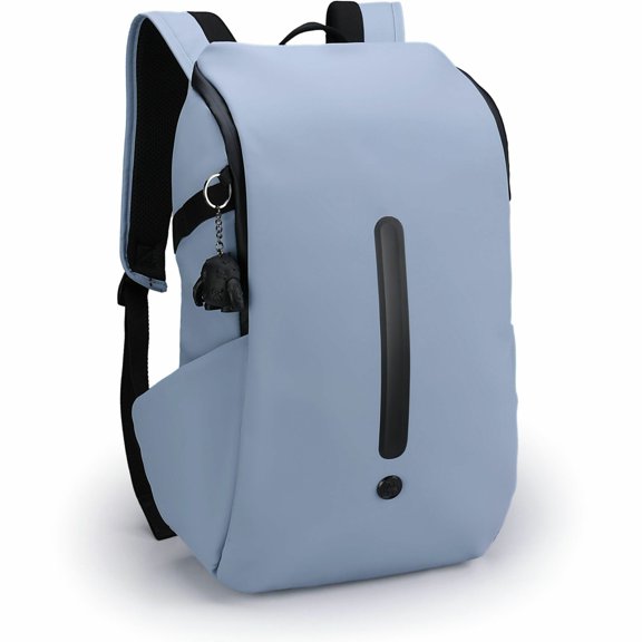 Swissdigital LAMONE Light Blue L Backpack, LED Light System, USB Charging Port, RFID Protection Pocket, Eco-Friendly & Water Resistant Fabric, Trolley Sleeve, Fits 16" Laptop, Dedicated Powerbank &