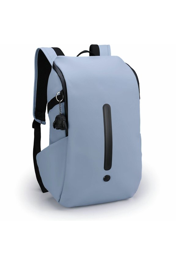 Swissdigital LAMONE Light Blue L Backpack, LED Light System, USB Charging Port, RFID Protection Pocket, Eco-Friendly & Water Resistant Fabric, Trolley Sleeve, Fits 16" Laptop, Dedicated Powerbank &