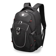 Swissdigital Design Travel Backpack with USB Charging Port, Travel Backpack Fits 17 inches Computer, College School Backpack for Men, Black | SD1688-01
