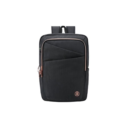 Swissdigital Katy Rose Backpack, 15.6? Laptop Pocket – Large Capacity – Durable Materials - Patented Smart USB Charging System – RFID Protection – Trolley Sleeve, Black (SD1006-01)