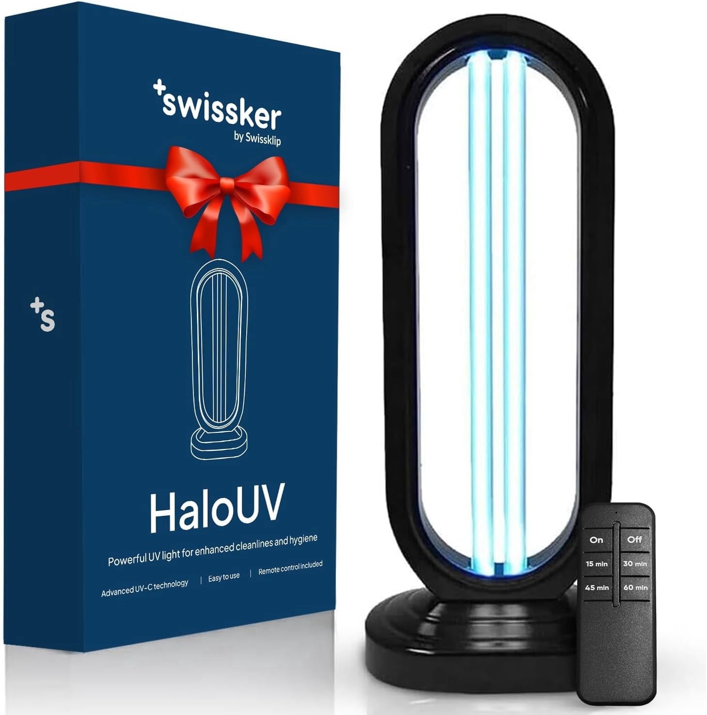 Swissker by Swissklip HaloUV 38W UVC Lamp with Ozone - Professional Odor Restoration & Deodorizer - Remote Control Included - EPA Est. 104616-CHN-1
