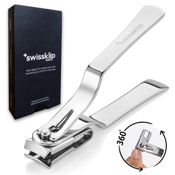 Swissker by Swissklip Nail Clippers for Men & Women | Finger Nail Clippers for Adult with 360 Degree Rotating Head I Fingernail Clippers for Women I Surgical-Grade Stainless Steel Material