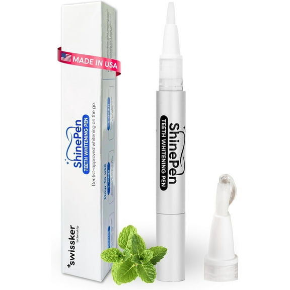 Swissklip ShinePen Teeth Whitening Pen, Instant Results Whitening Pen, Enamel-Safe with Peppermint Flavor, Easy to Use, Made in USA