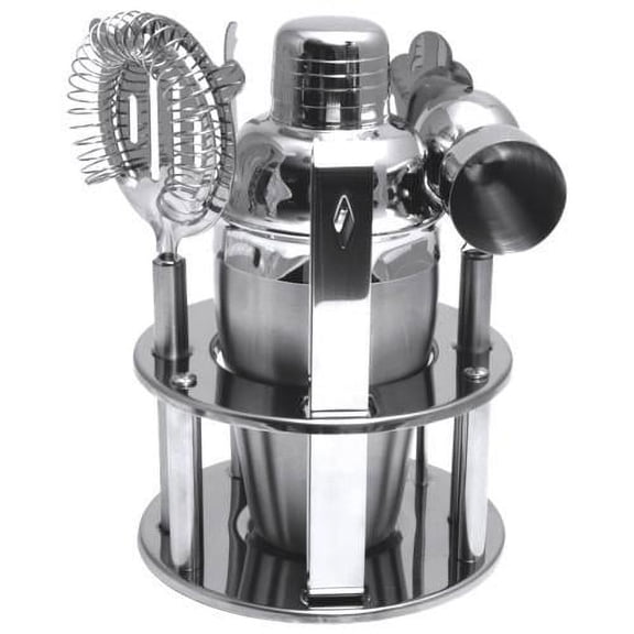 Swissmar 7-Piece Stainless Steel Bar Set with Stand for Home Use