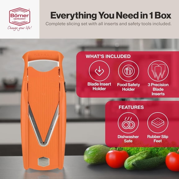 Swissmar Borner V Power Mandoline Slicer with Push-Button Adjustment for Uniform Vegetable Cuts