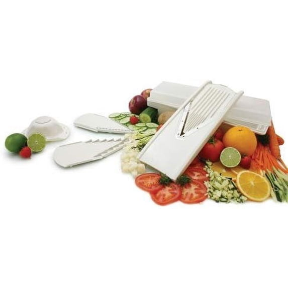 Swissmar Borner V-Prep Mandoline V-5000, 7 Piece Set, White ABS plastic with stainless steel blades