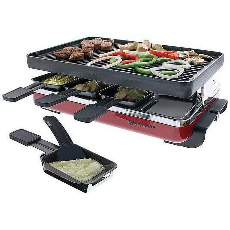 Swissmar Classic Raclette 8 Person Grill w Cast Iron Grill Plate Red