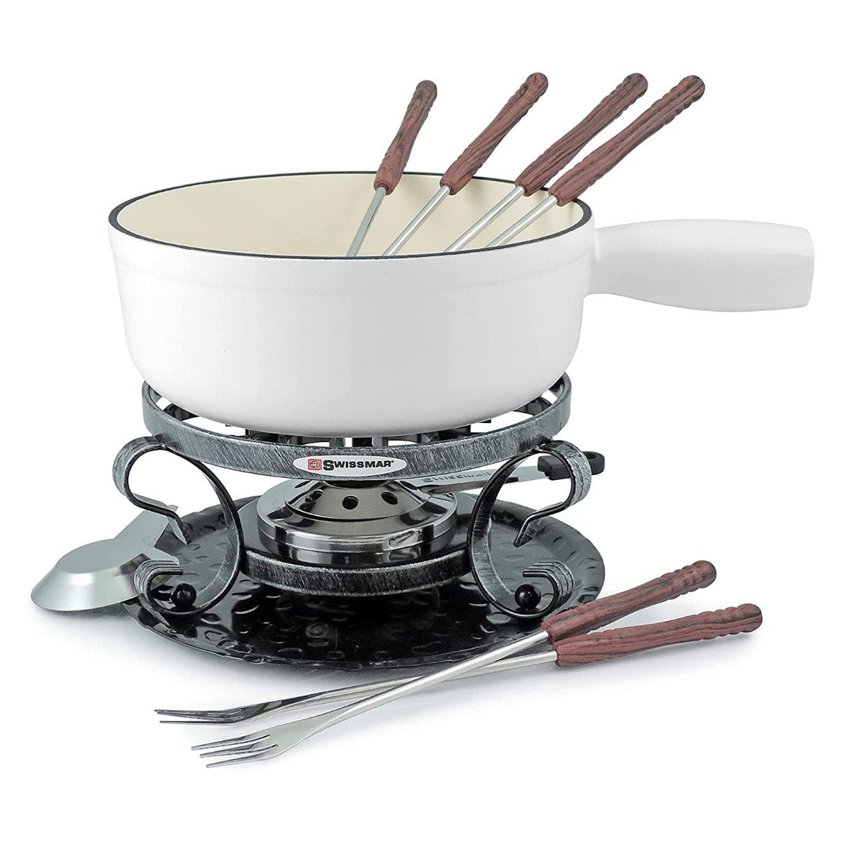 Swissmar Cheese Fondue Sets - Includes Ceramic Pots, Rechauds, Six (6)  Fondue Forks, Fondue Burner, and Recipe Card (Swissmar Gruyere Fondue Set)
