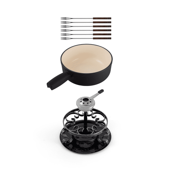 Swissmar Lugano 9 Piece Fondue Set, Black Matte