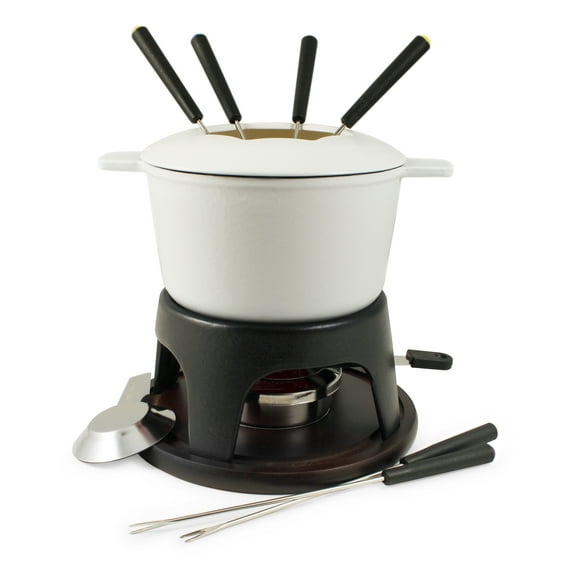 Swissmar Sierra 11 Piece Cast Iron Fondue Set, Matte White