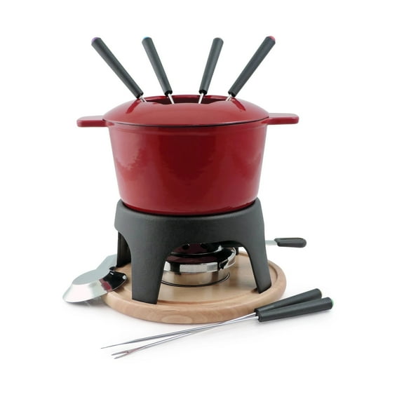 Swissmar Sierra 11 Piece Cast Iron Fondue Set, Cherry