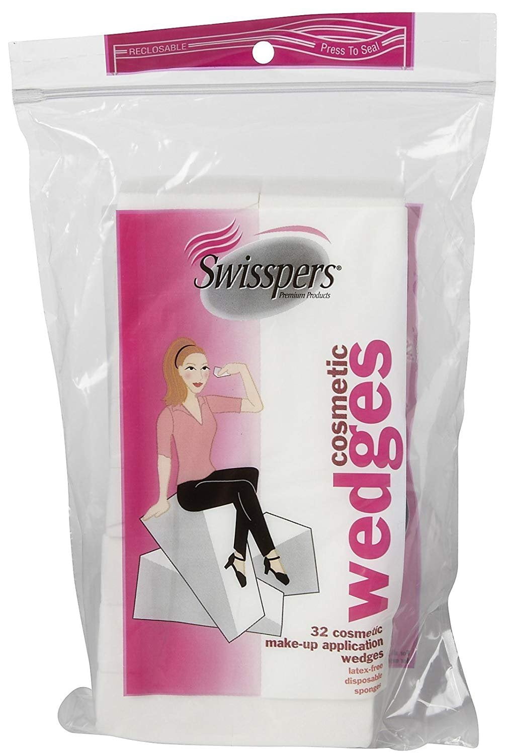 Swisspers Cosmetic Application Wedges Non-Latex Make-up Application 32, 1 Pack