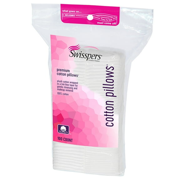 Swisspers Cotton Pillows Plush 100 Count Rectangular (Pack of 6)