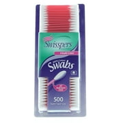 Swisspers Hot Color Cotton Swabs, 100% Cotton, Color Plastic Sticks, 500 per Pack Color May Vary