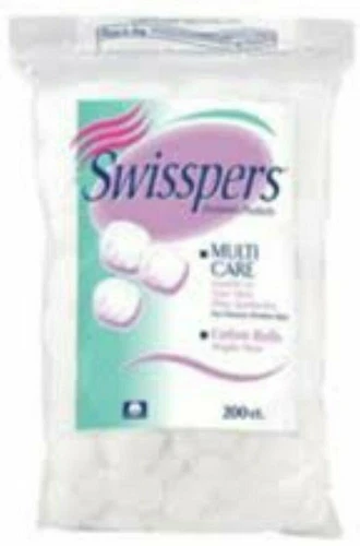 Swisspers Multicare Triple Size Cotton Balls 100% Pure Cotton 200 Count 2 Pack