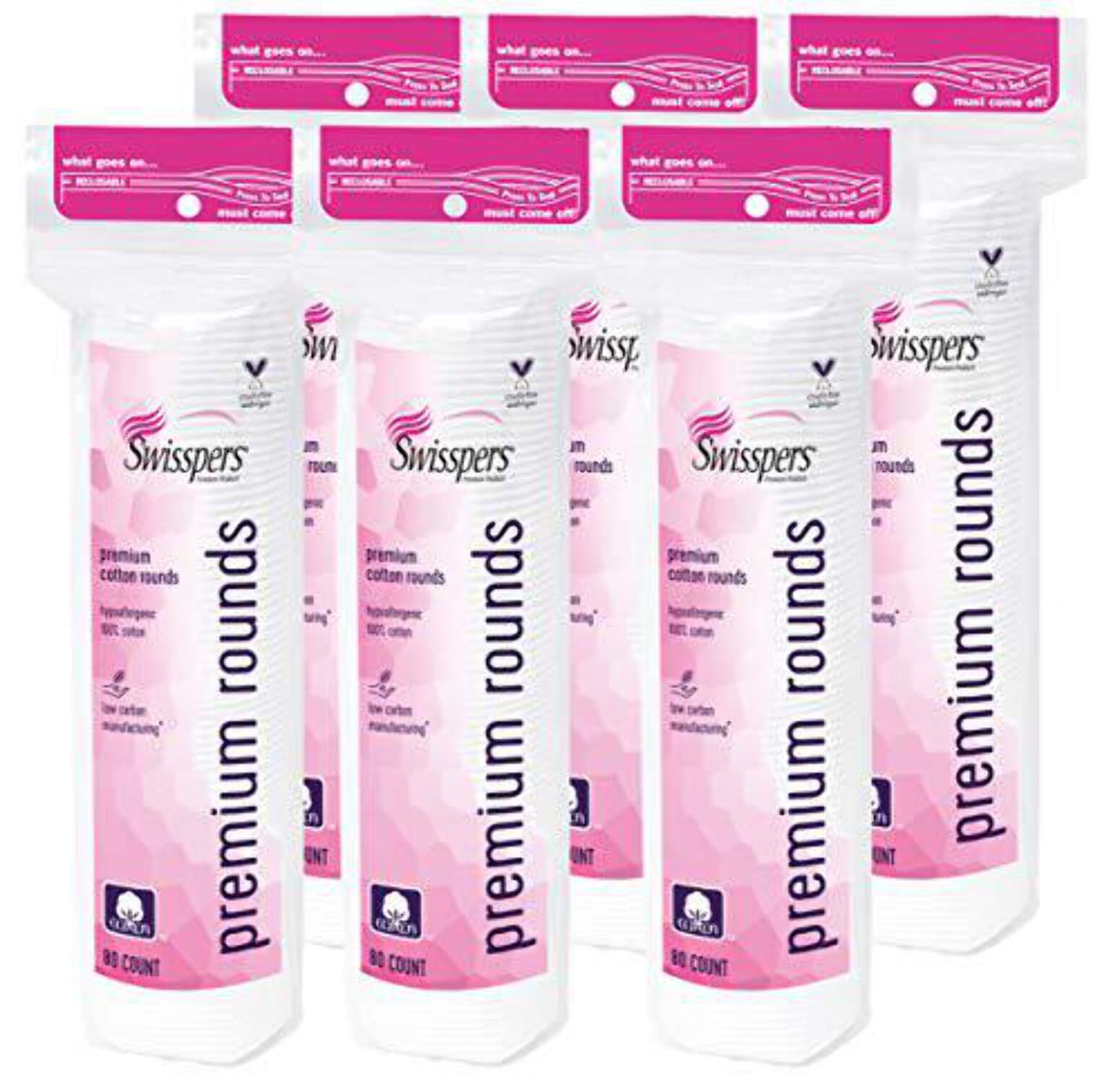 Swisspers Premium Cotton Rounds, 80 Count
