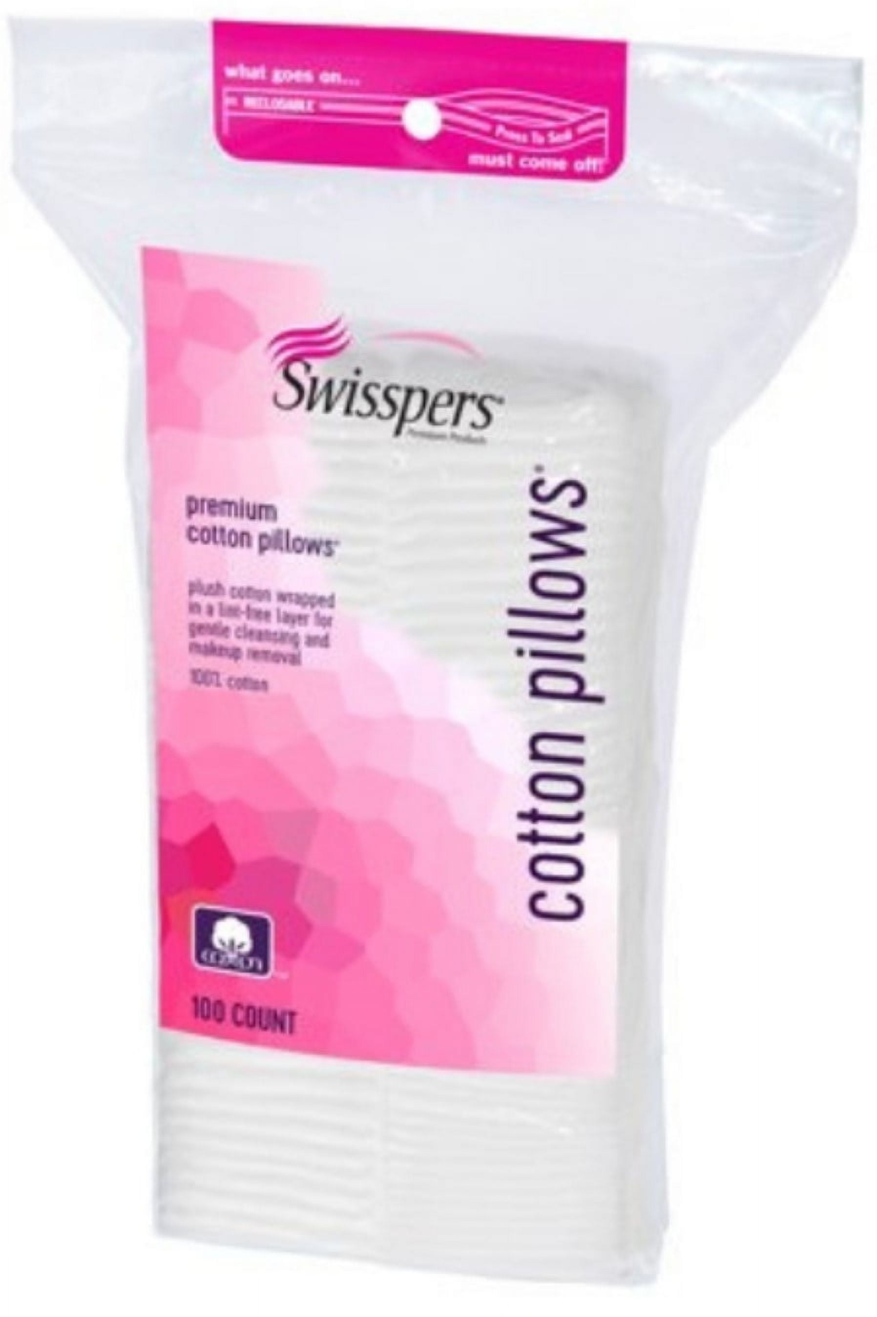 Swisspers Premium Cotton Squares Pillows 100 ea (Pack of 3)
