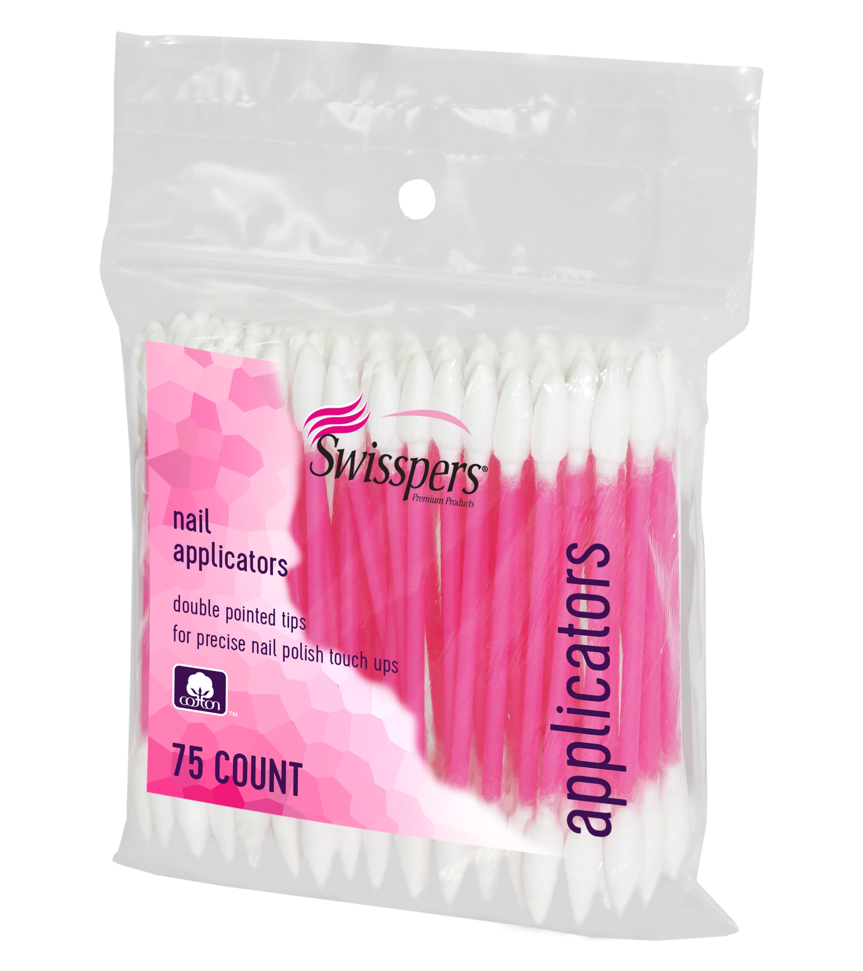 Swisspers Premium Double Tipped Nail Care Applicators, 75 count